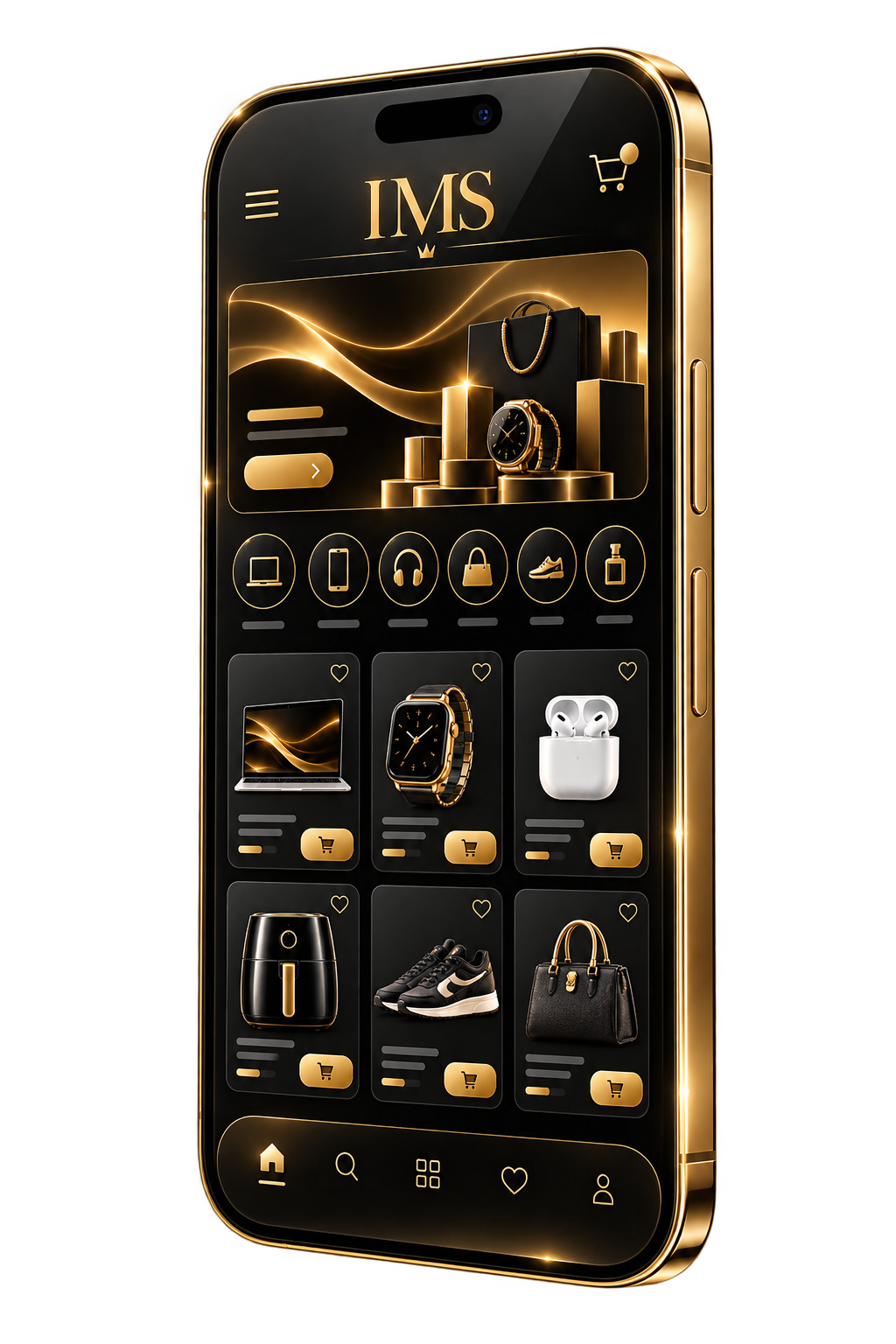 IMS shopping platform displayed on a smartphone